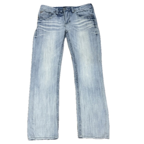 👖🦋 BUCKLE SALVAGE “Havoc” Slim Straight Jeans | Lt. Wash Distressed Women’s 29S - Picture 1 of 9